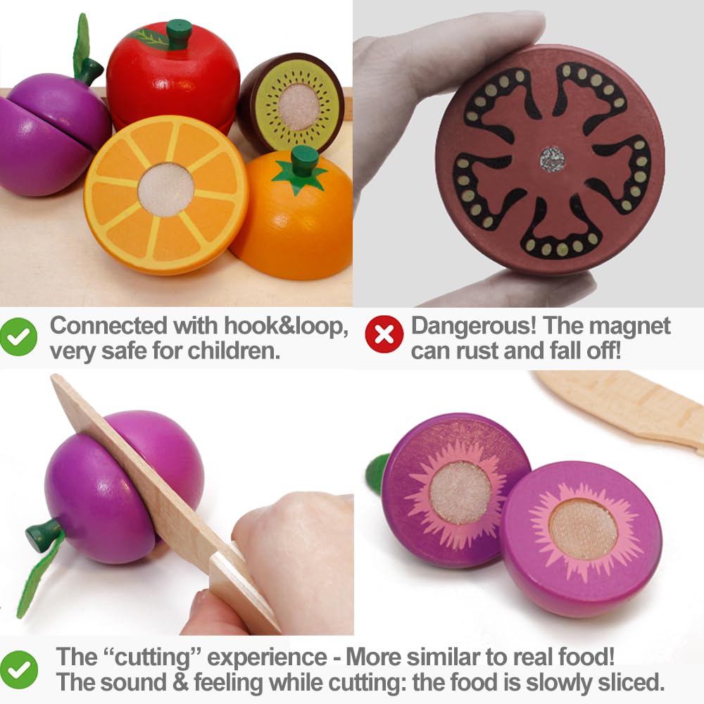 Airlab fruits neatly arranged inside the wooden storage box — clutter-free cleanup benefit