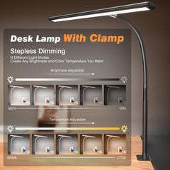Airlonv clamp installation detail demonstrating secure desk mounting and space-saving benefit