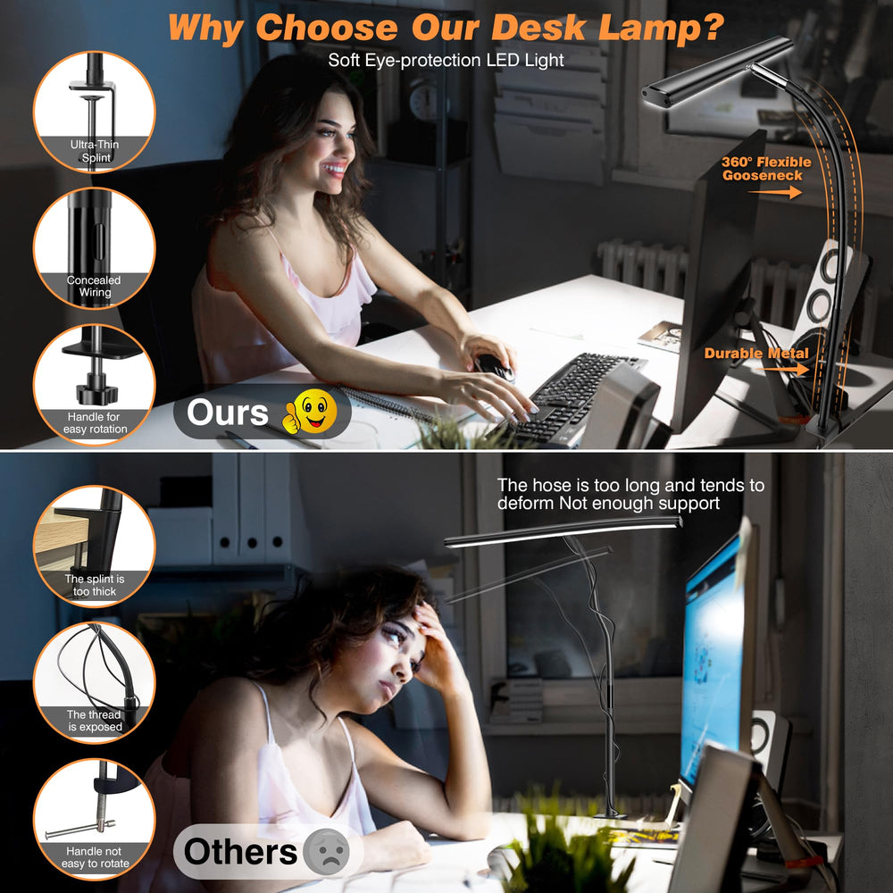 Airlonv LED bar lighting spread illustrating even, flicker-free illumination across a workspace
