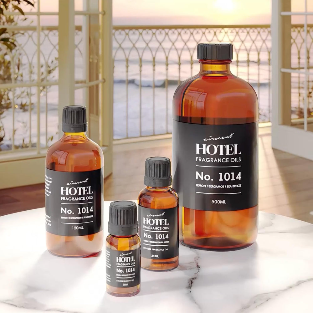 Air-Scent note board displaying citrus, floral, marine and amber profiles