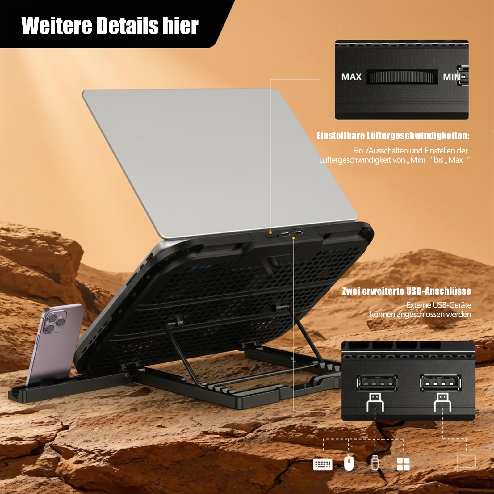 AISUNKUTECH side profile showing five height settings for adjustable posture benefit