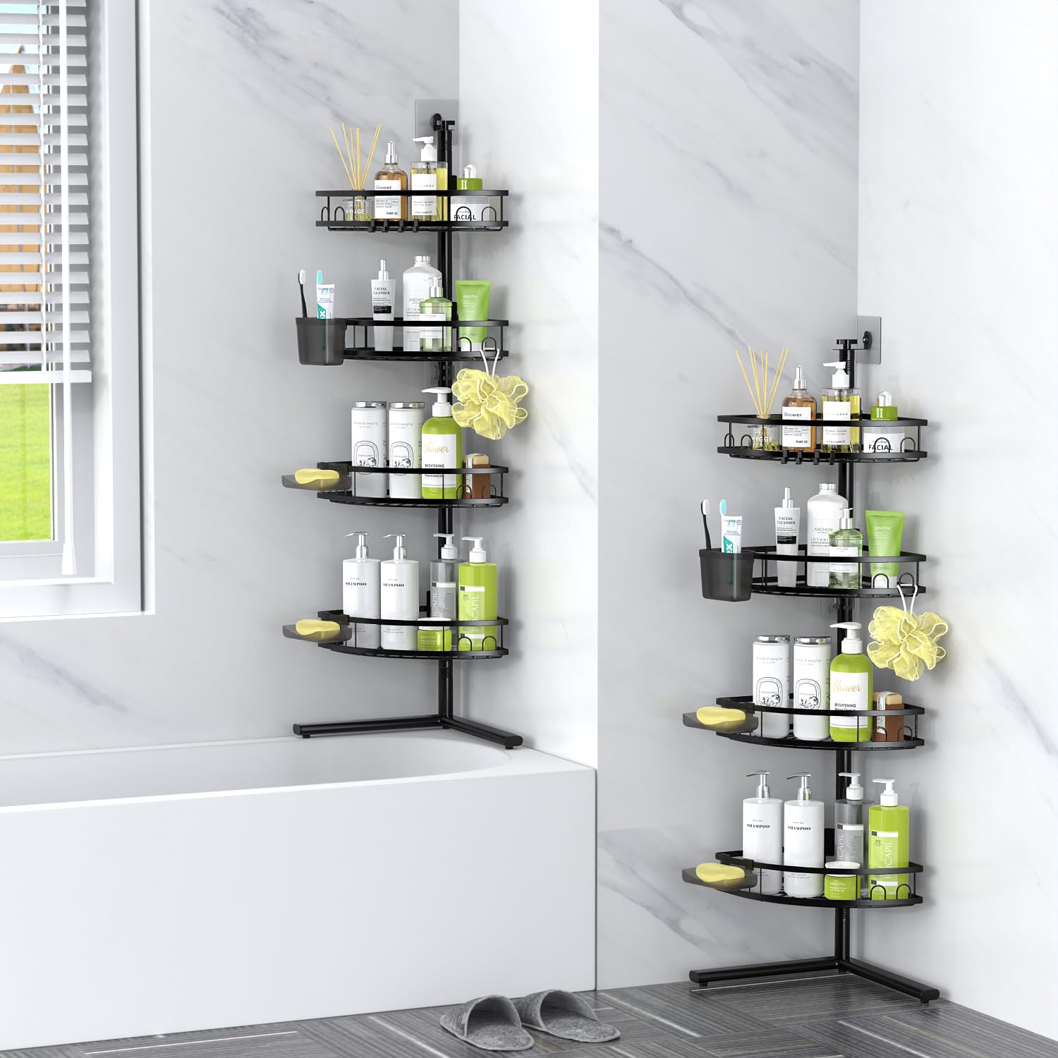 Aitatty in shower lifestyle image showing tidy storage and quick access benefits