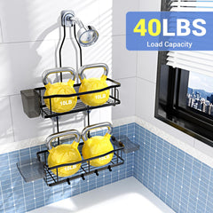 Aitatty installed in a shower stall, tidy space and easy access to bottles