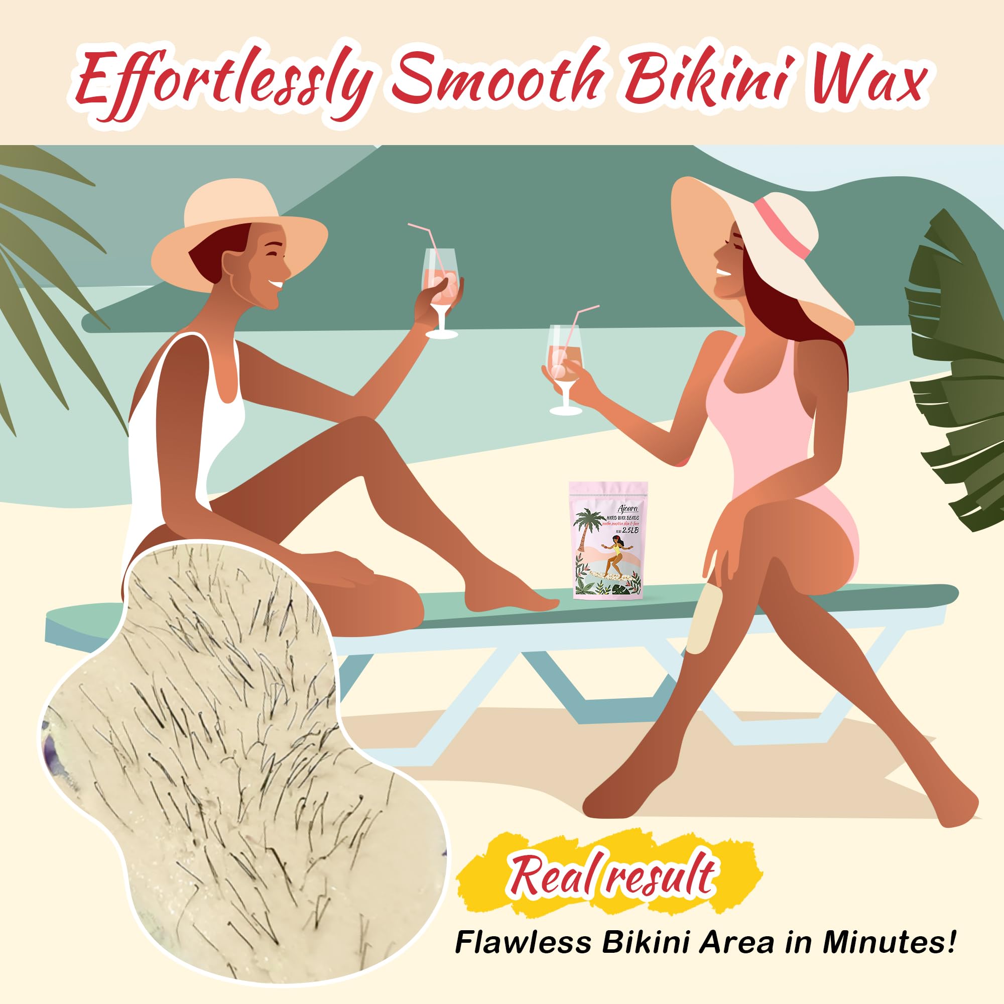 Ajoura wax being applied to bikini area showing gentle hair removal