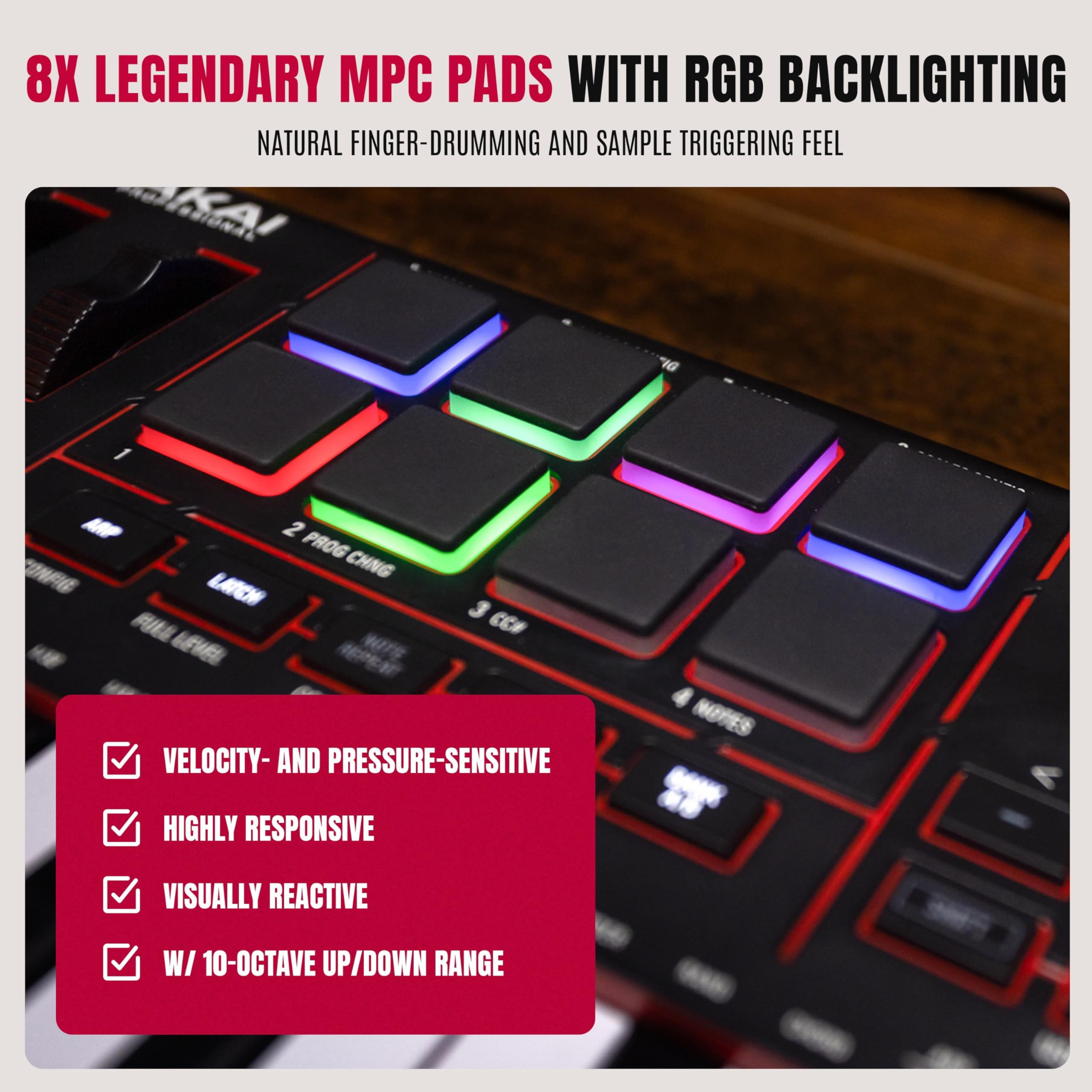Akai Professional MPK Mini IV rear panel with USB-C and full-size MIDI Out for flexible connectivity