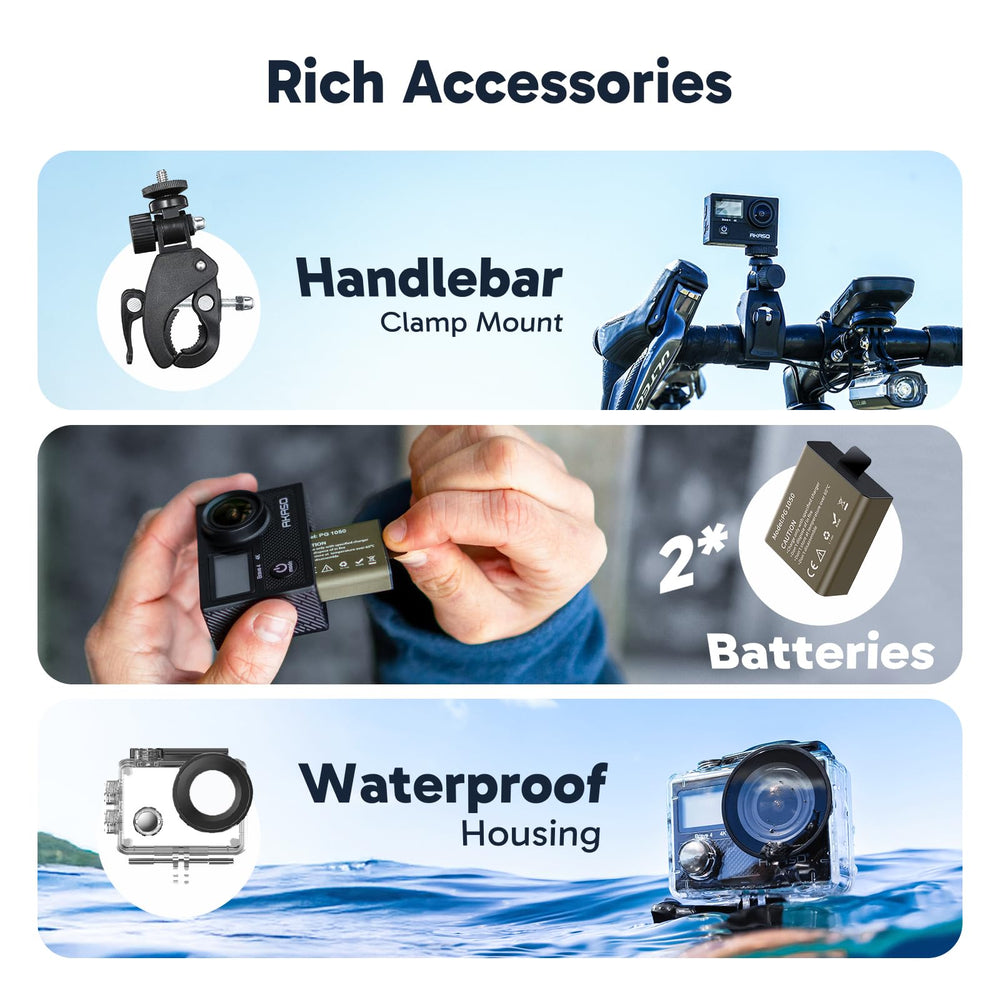 AKASO Brave 4 mounted on surfboard showing waterproof shooting in action