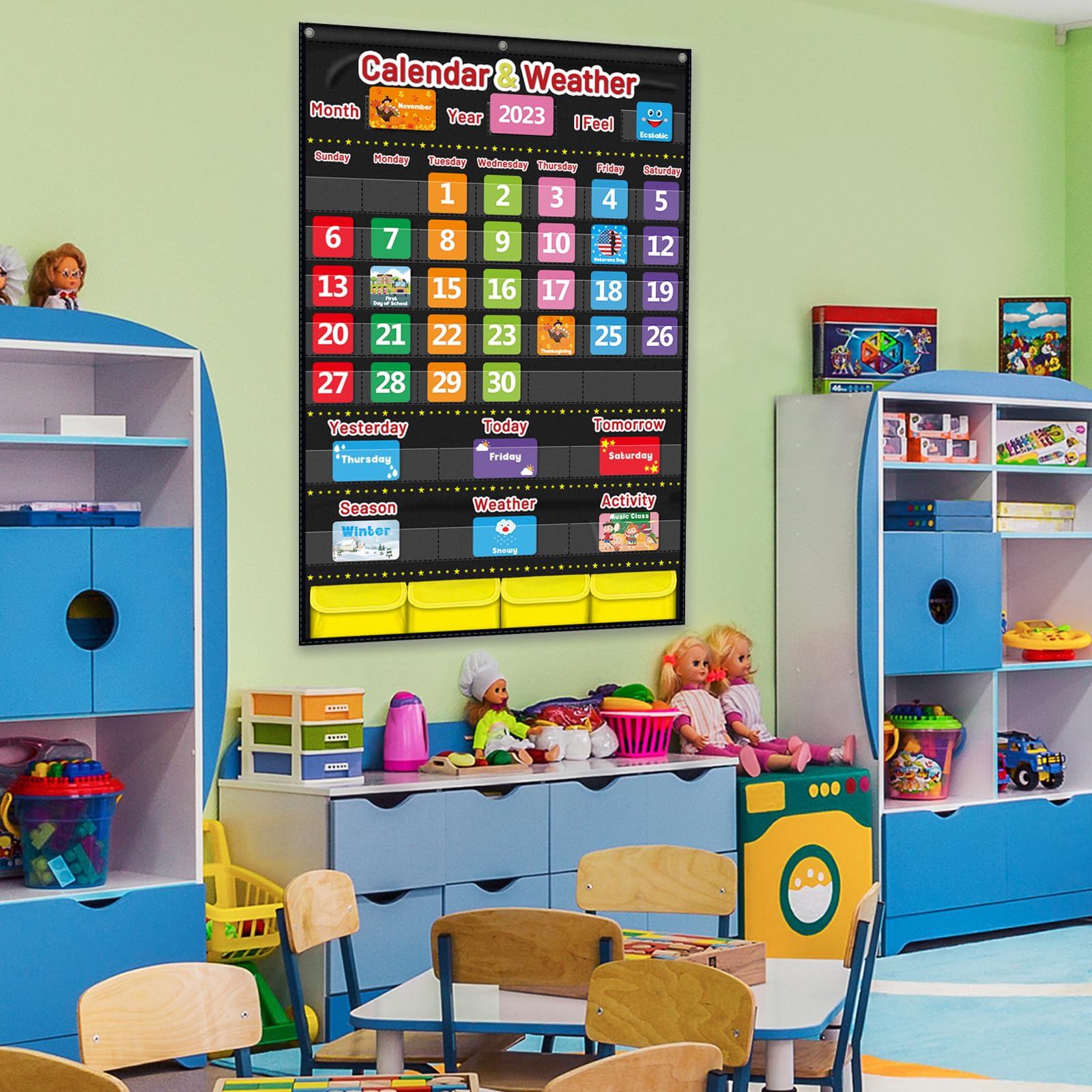 AKAYOK classroom display during morning routine showing student interaction and engagement