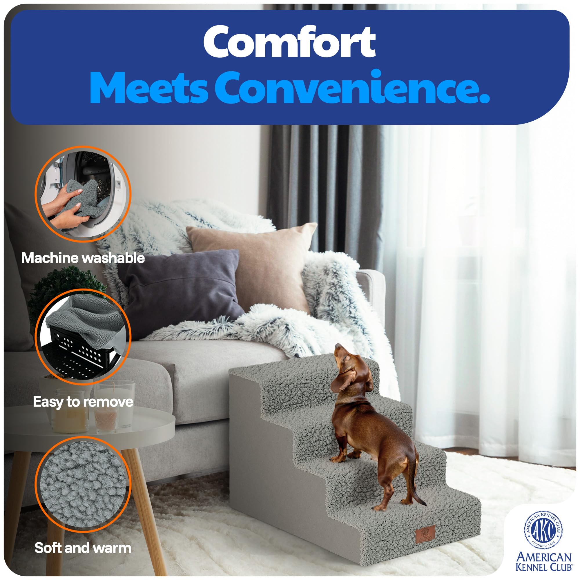 American Kennel Club close-up of lamb’s fleece cover offering soft traction