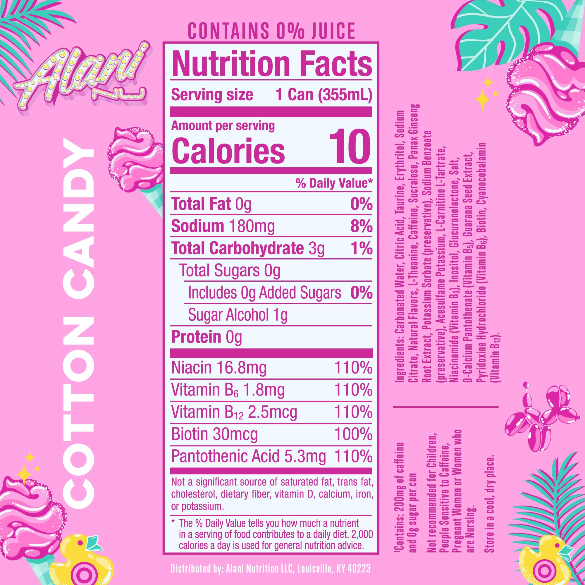 Alani Nu top-open can view showing light carbonation and easy drinkability