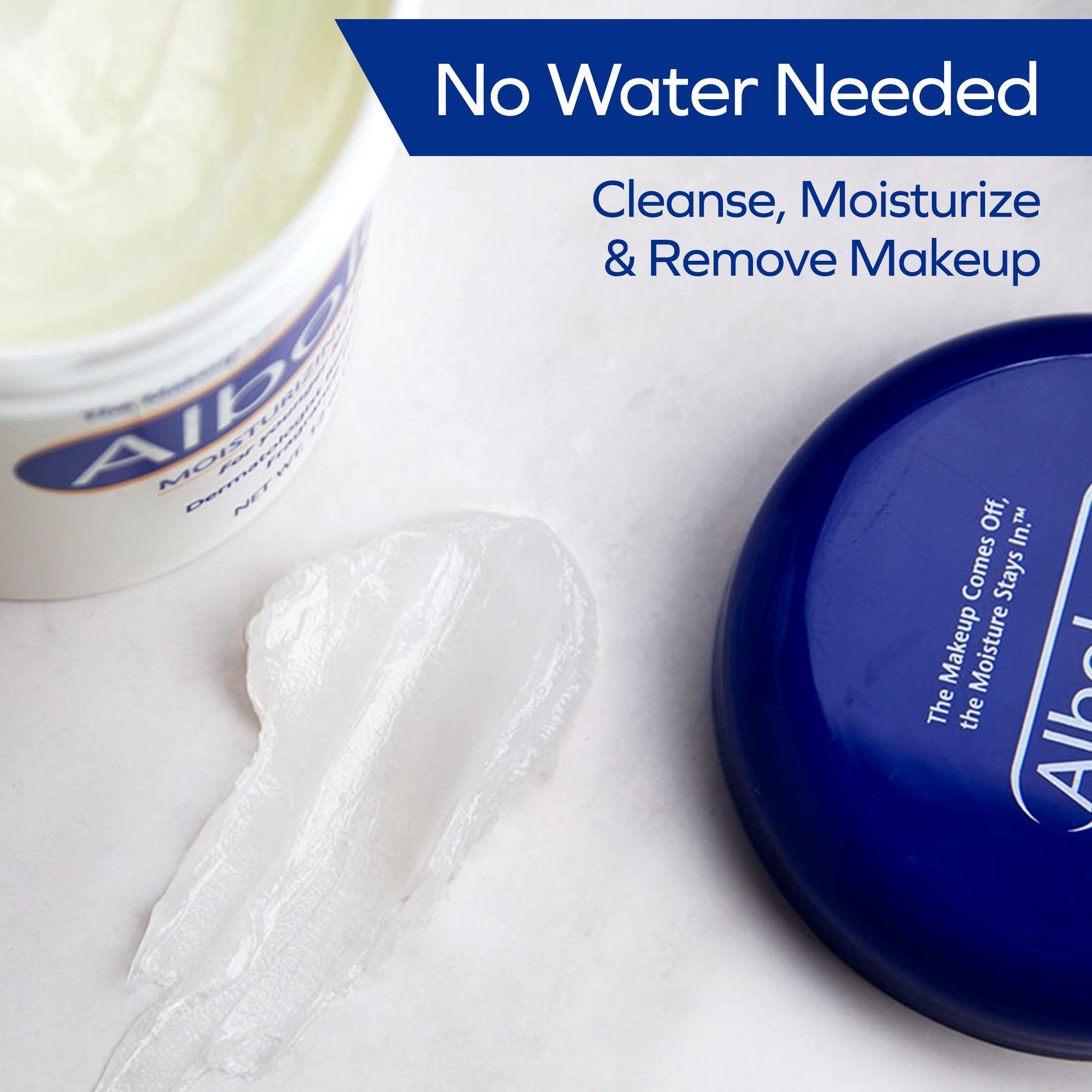 Albolene open jar showing creamy cold cream texture that conditions skin