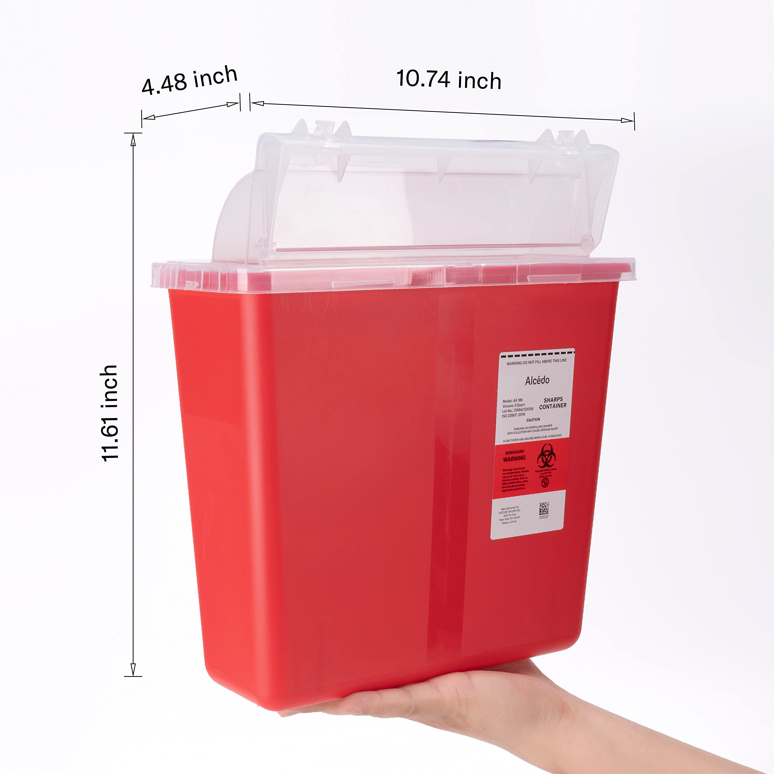 Alcedo container on clinic counter demonstrating professional use and clean containment