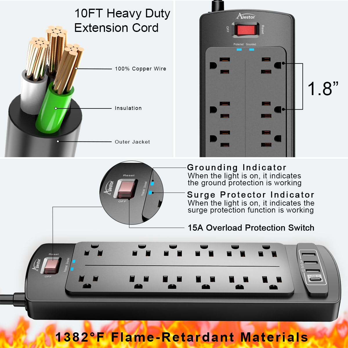 Alestor in an office setup charging multiple devices for organized power