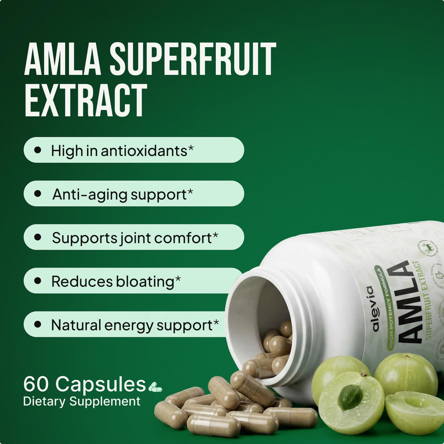 Alevia close-up of vegan capsules highlighting texture and easy swallowing benefit