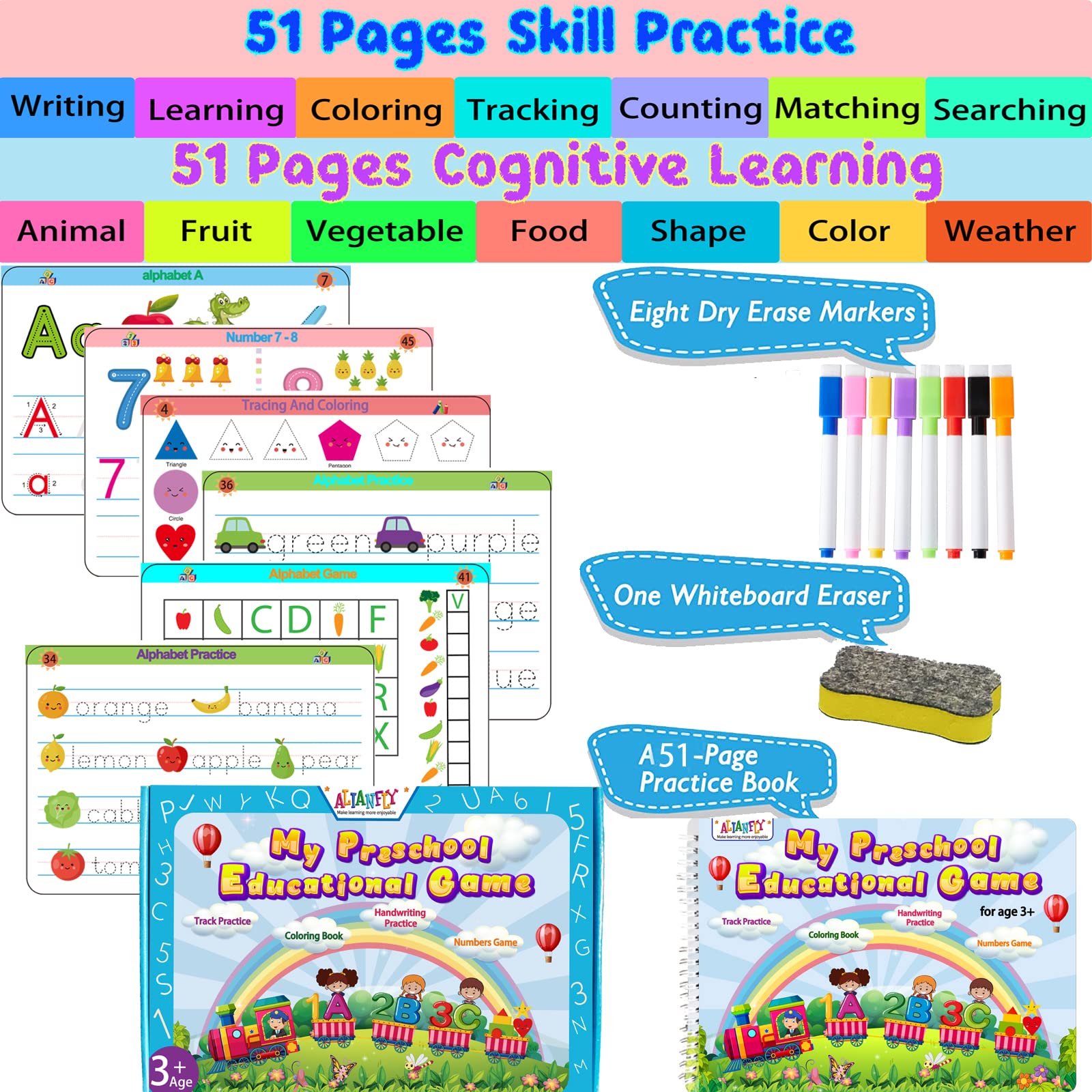 ALIANFLY tracing page close-up showing stroke guides to improve handwriting