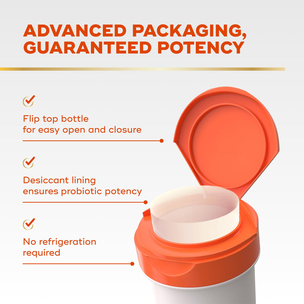 Hand holding Align capsules illustrating simple one-a-day routine and portability