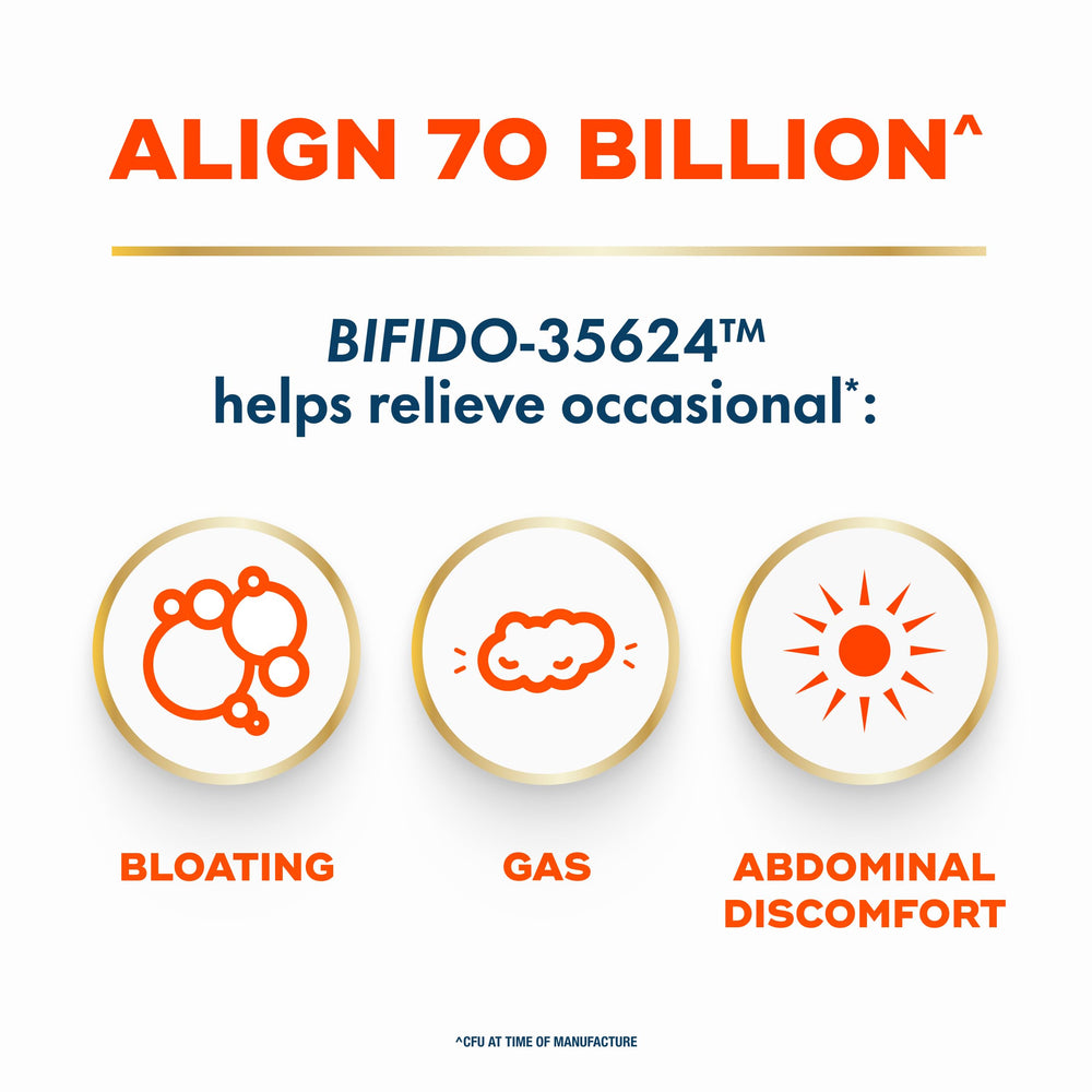 Align label and ingredient panel displaying 6-strain blend information benefit