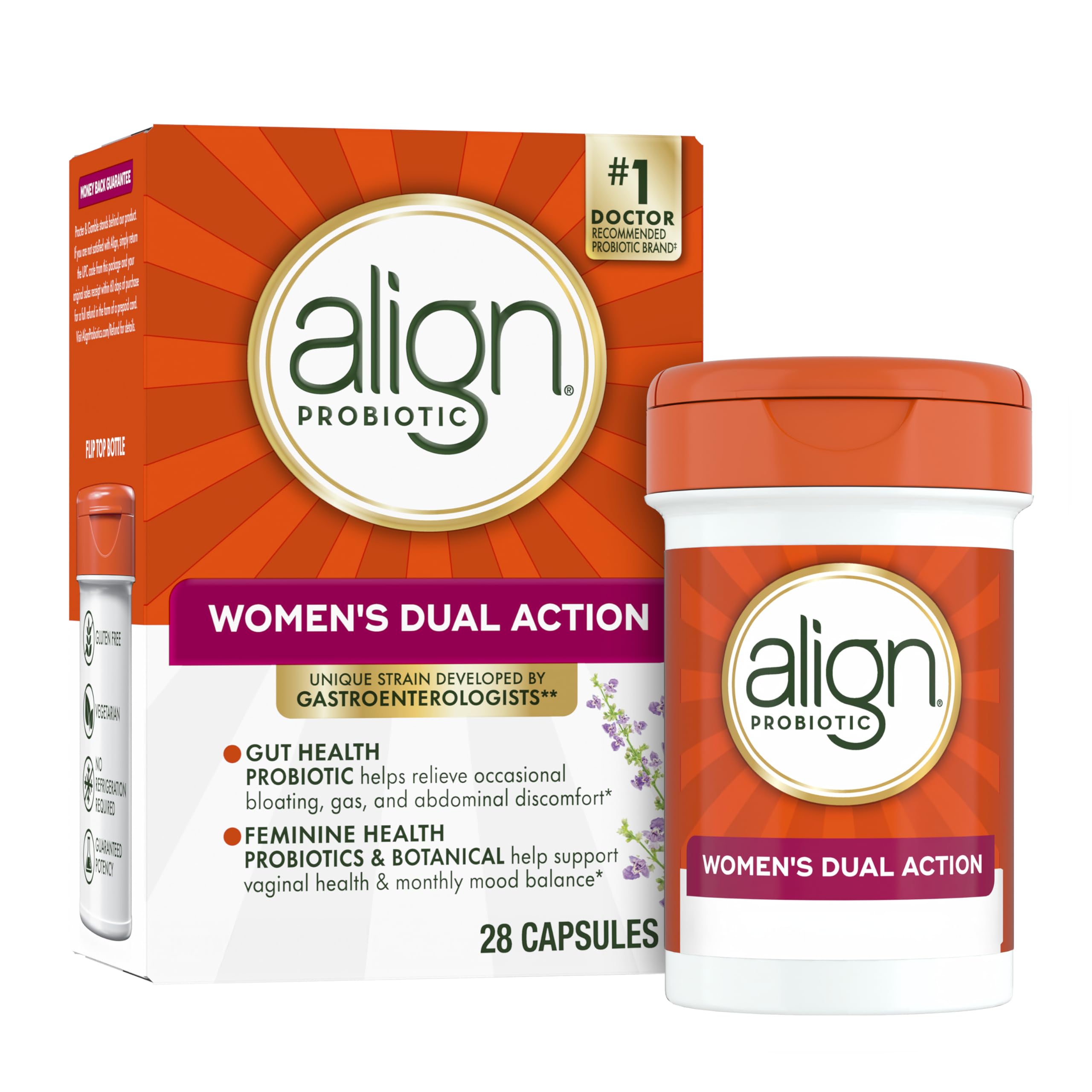Align front packaging showing bottle and brand for clear product identification and benefit