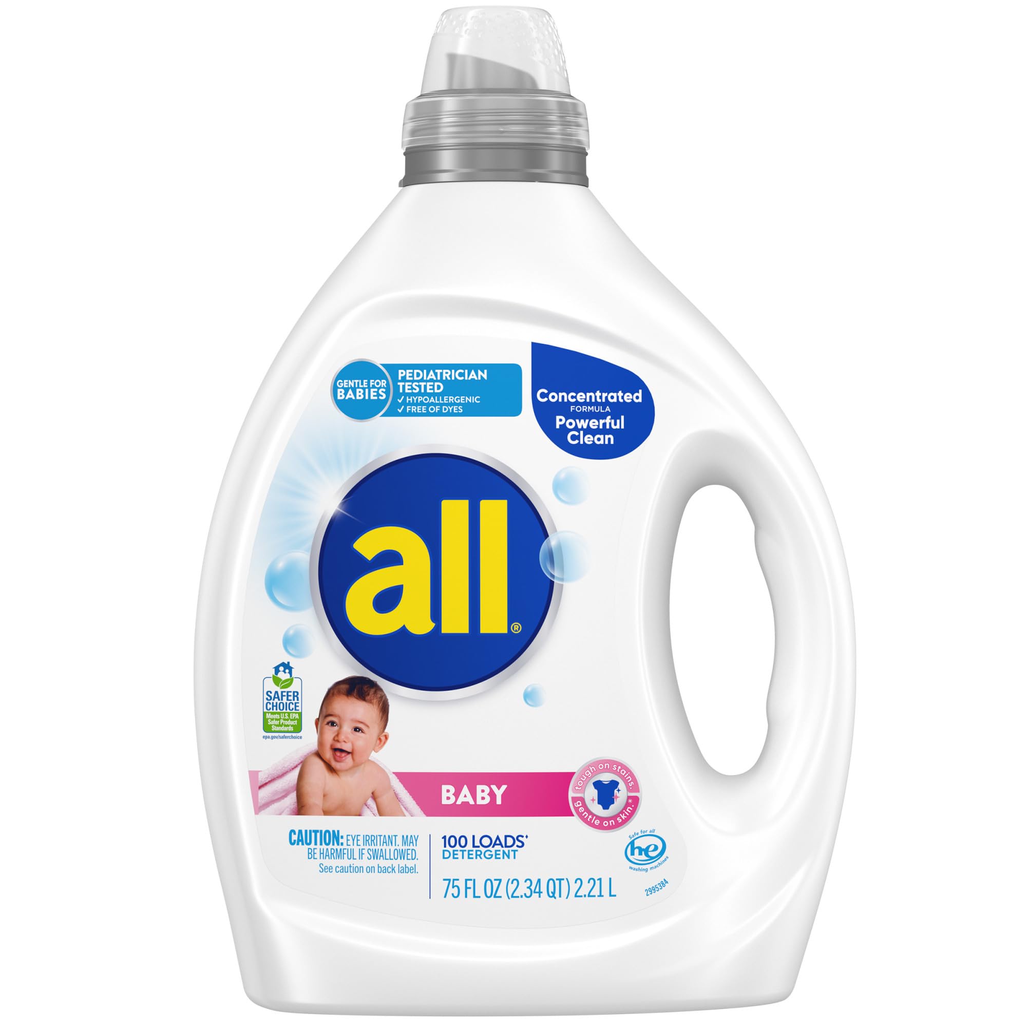 all bottle front view showing 75 fl oz and baby powder scent for gentle cleaning
