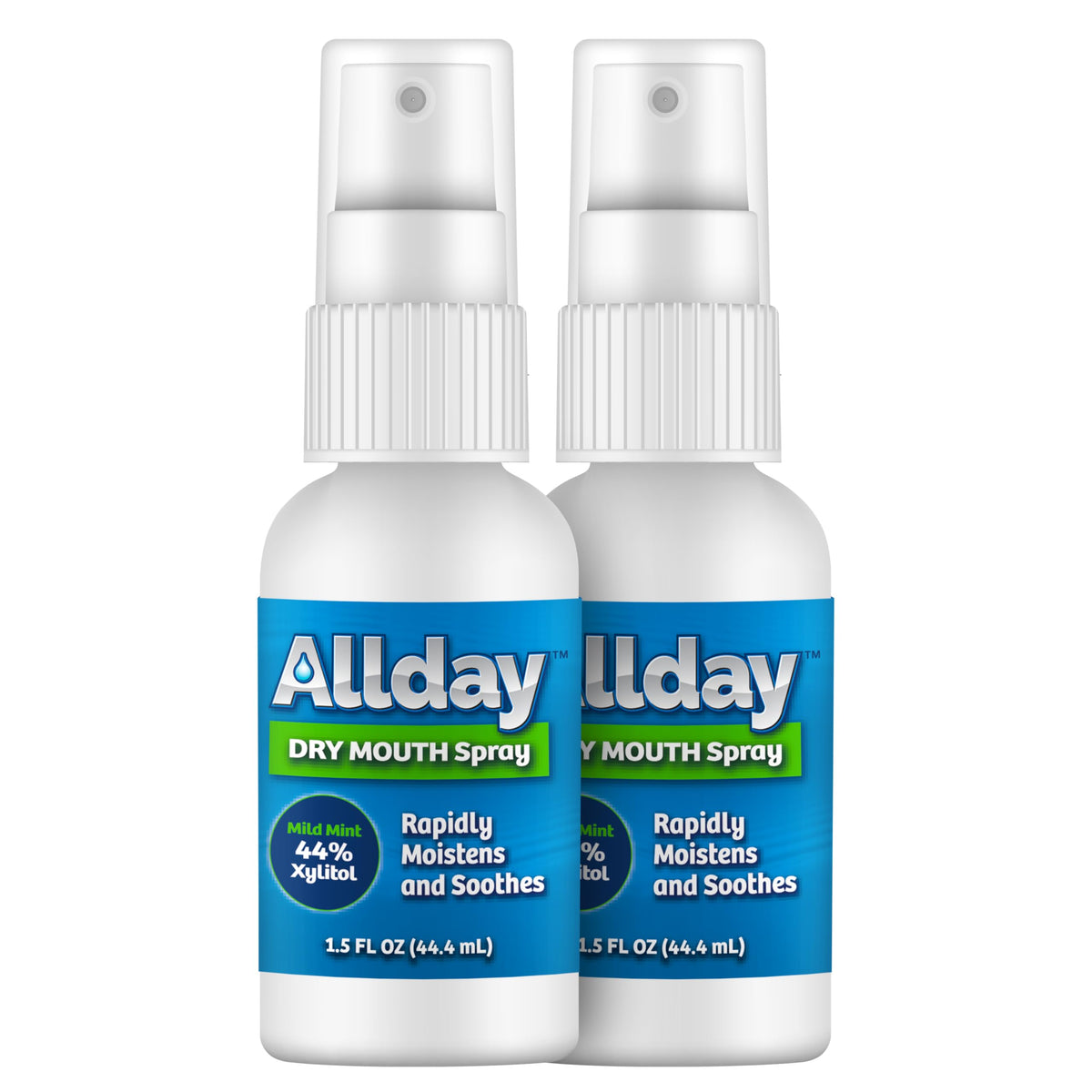 Allday front packaging pair showing travel-ready bottles and benefits