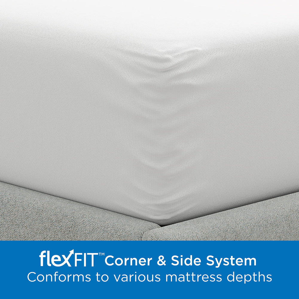 AllerEase protector installed on queen mattress demonstrating smooth, quiet surface