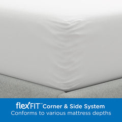 AllerEase protector installed on queen mattress demonstrating smooth, quiet surface