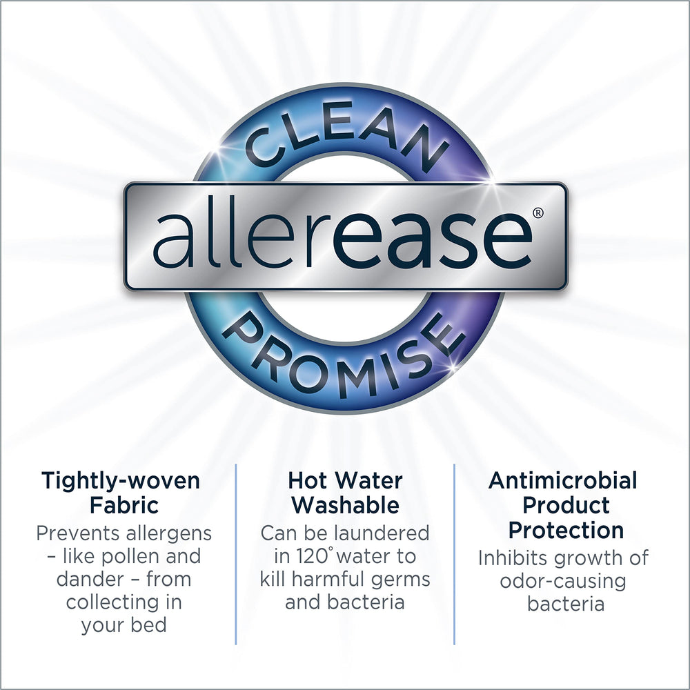 Aller-Ease protector on mattress showing size and depth fit for queen benefit