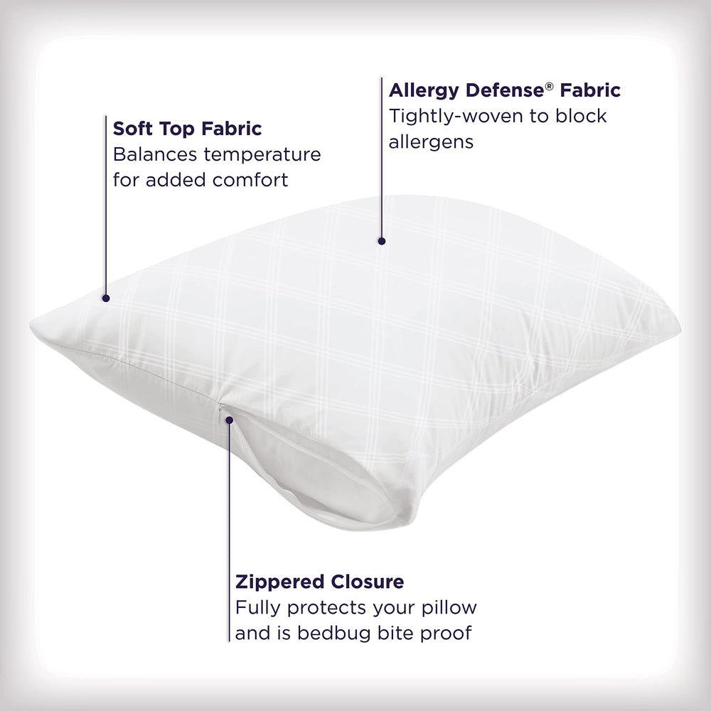 Aller-Ease protector fitted on a pillow illustrating snug fit and extended pillow life