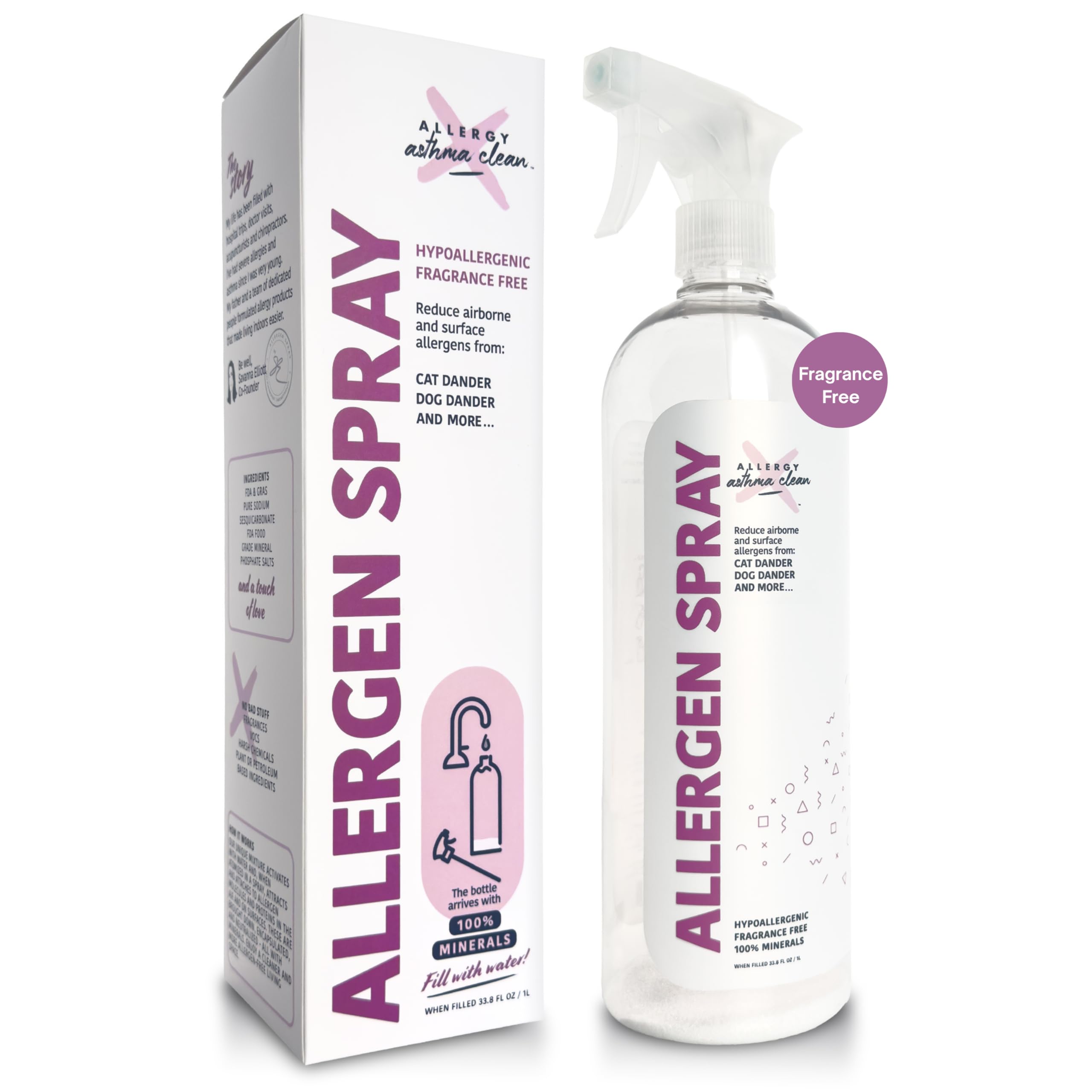 Allergy Asthma Clean front label showing product size and benefits