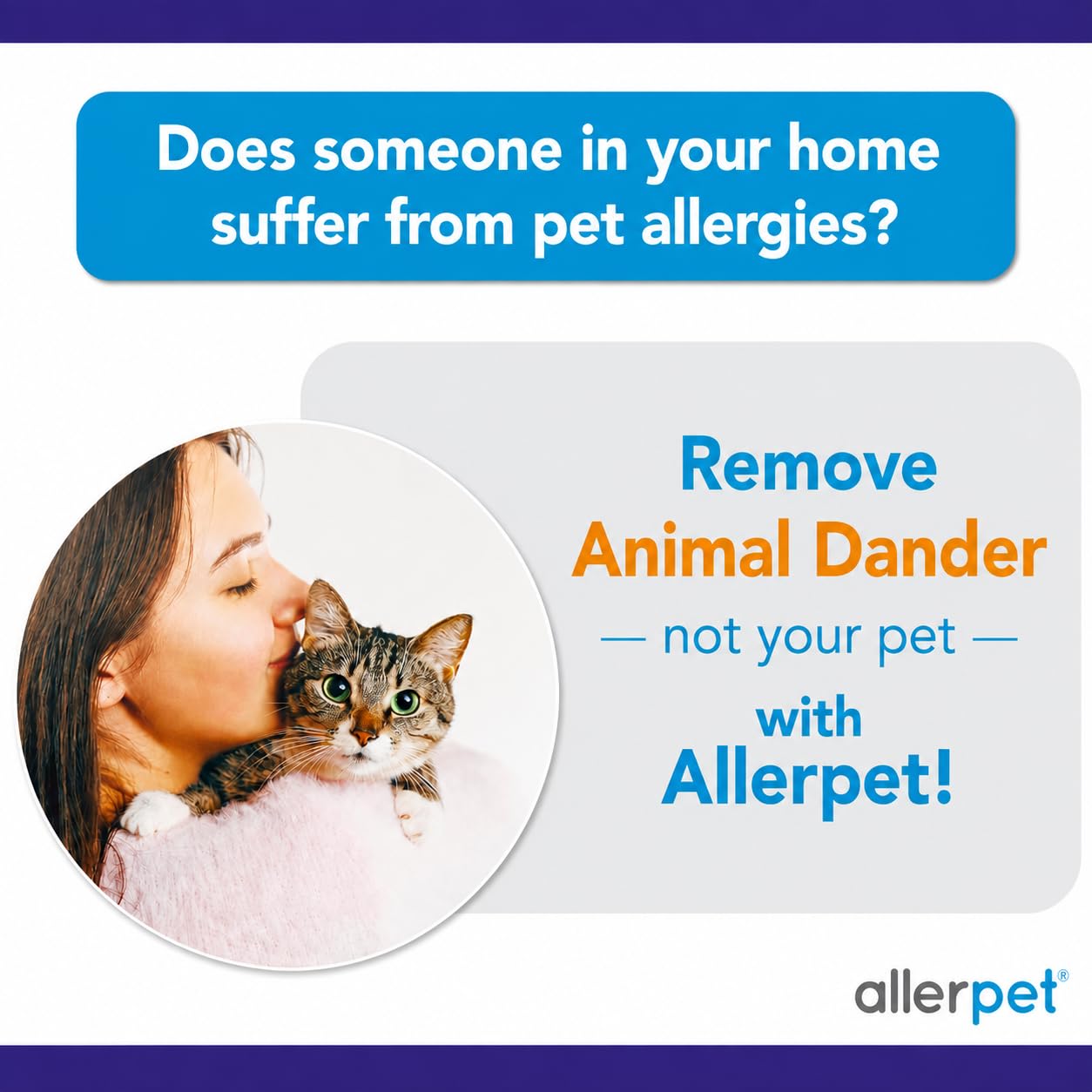 Cat being groomed with Allerpet showing calmer pet and less shedding