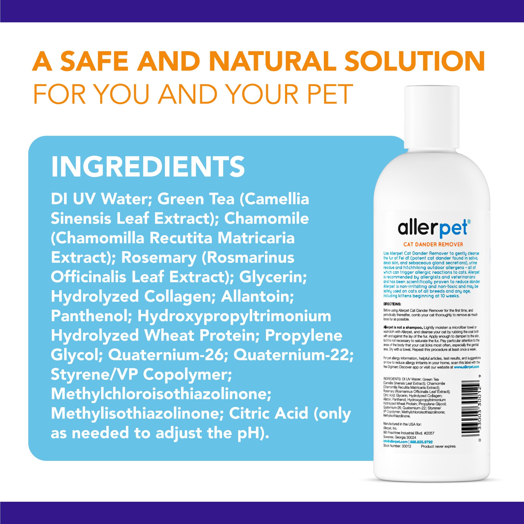 Allerpet packaging highlighting Made in USA for quality assurance benefit