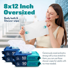 AllSett Health wipe in hand demonstrating large 8x12 size for efficient cleansing