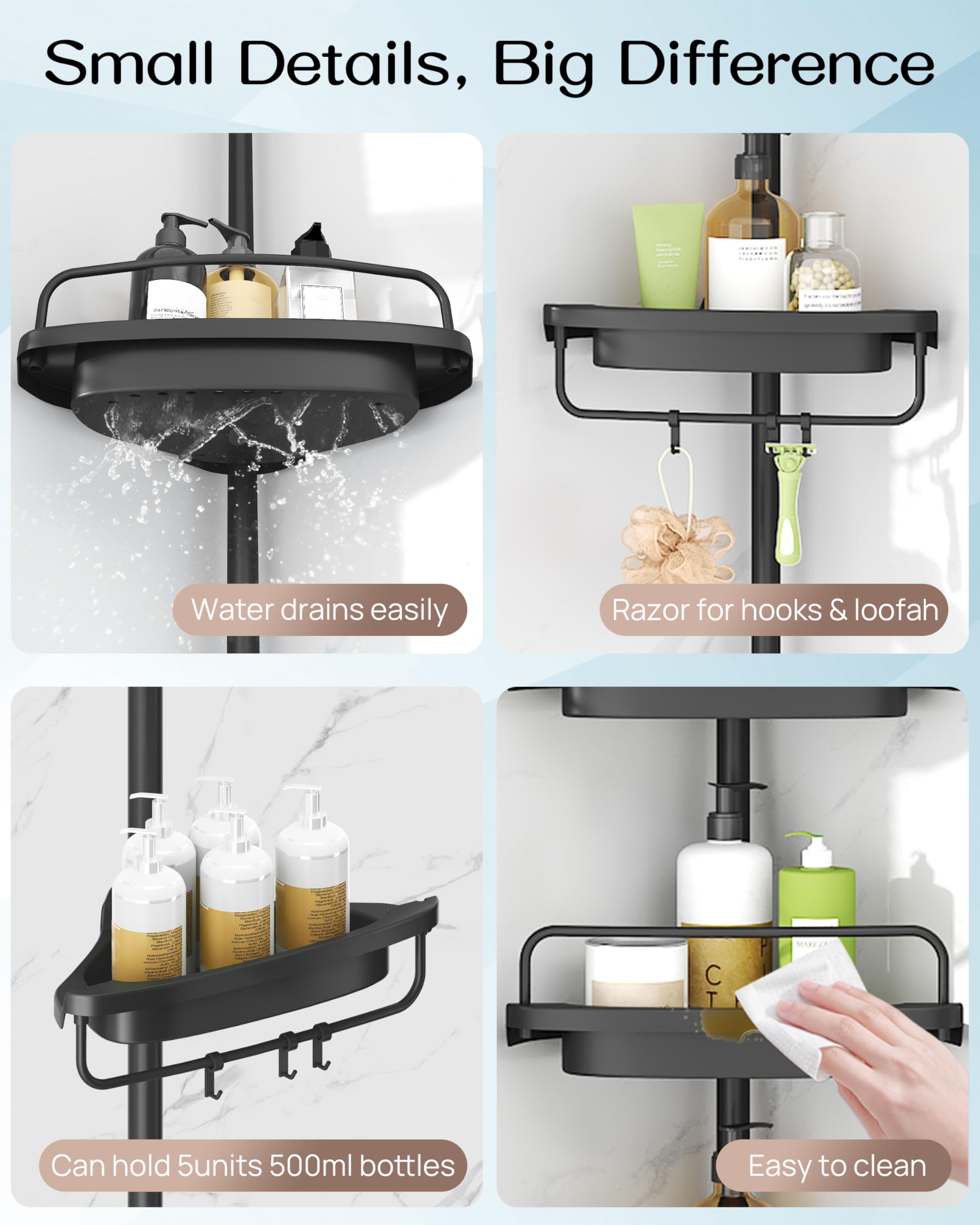 ALLZONE scale comparison with large 32 oz pump bottles to show shelf capacity and fit
