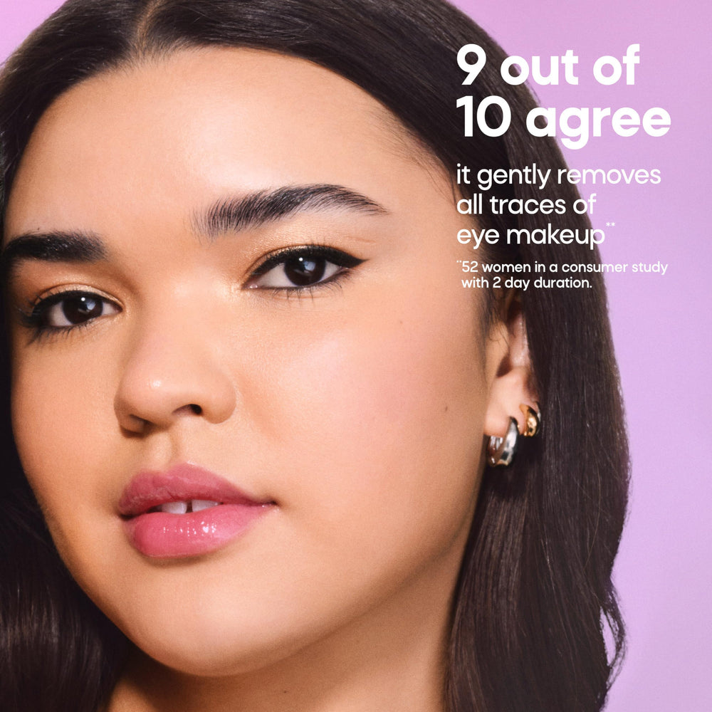 Almay pad saturated with micellar solution to lift makeup gently