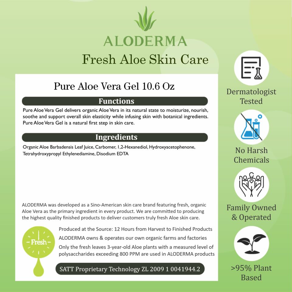 Aloderma label and certifications highlighting organic sourcing and trust benefit