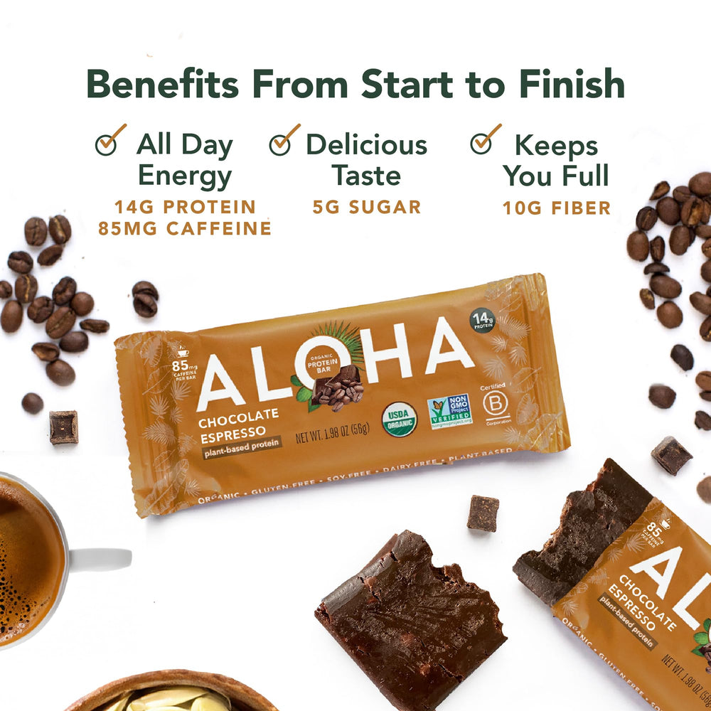 ALOHA bar held in hand for portable snack convenience and energy
