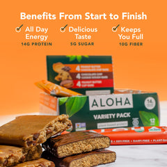 ALOHA unwrapped bar on plate showing interior texture for satisfying snack