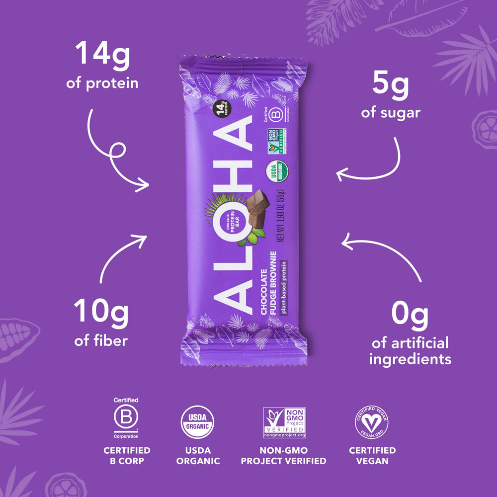 ALOHA close-up of bar texture showing dense fudgy crumb and satisfaction