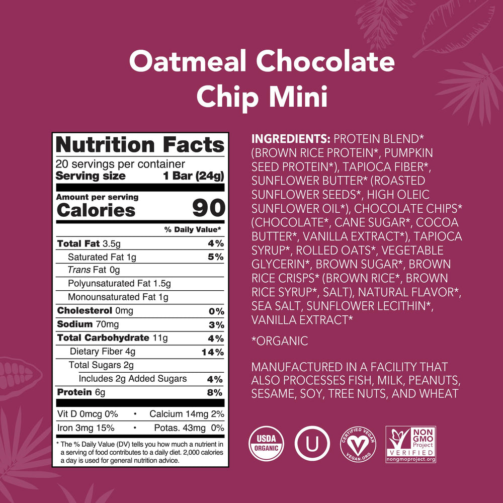 ALOHA close-up of oats and chocolate chips highlighting natural ingredients and flavor