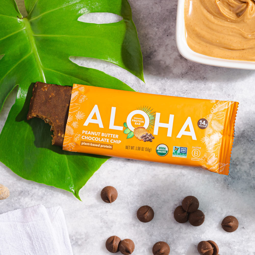 ALOHA nutrition label and ingredients panel emphasizing transparent sourcing