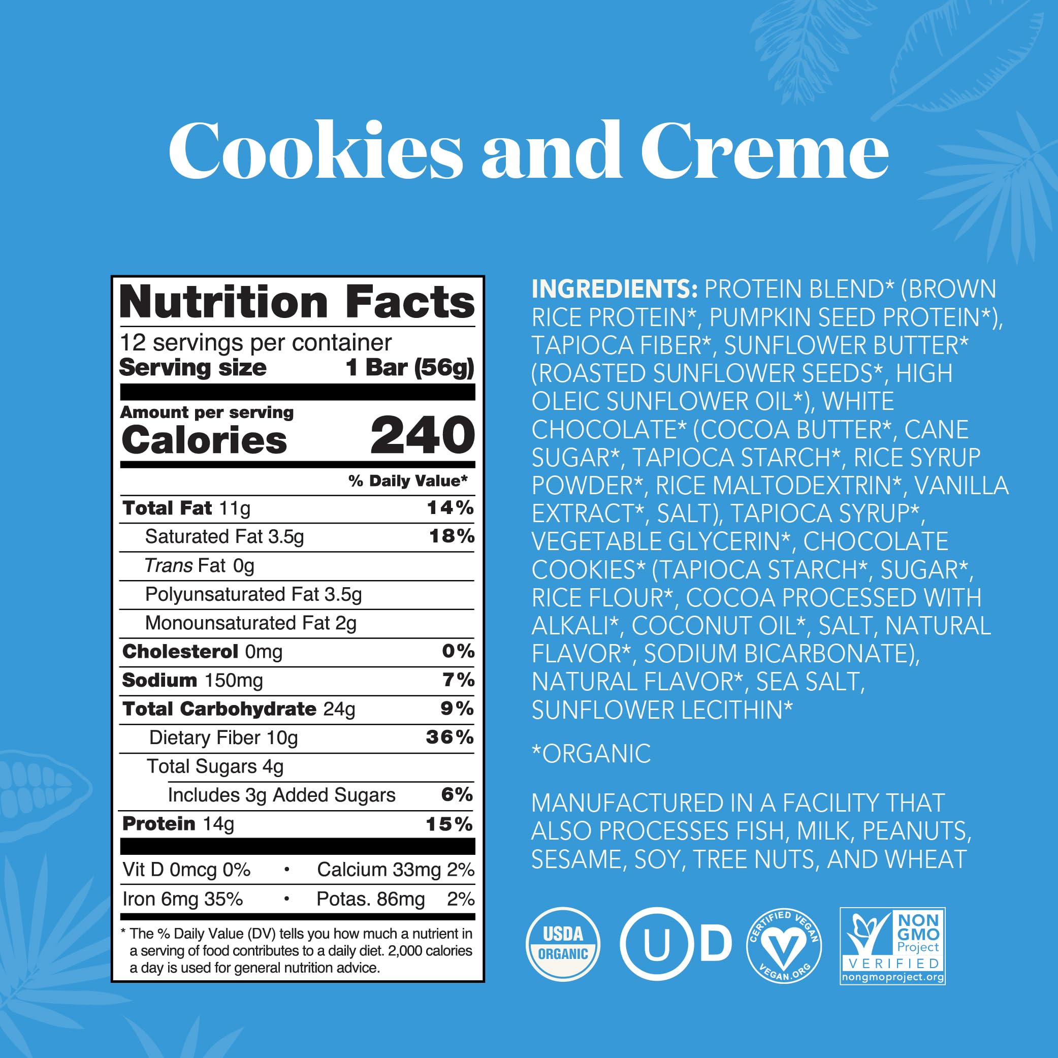 ALOHA single protein bar unwrapped with visible coating and cookie pieces, enticing snack option