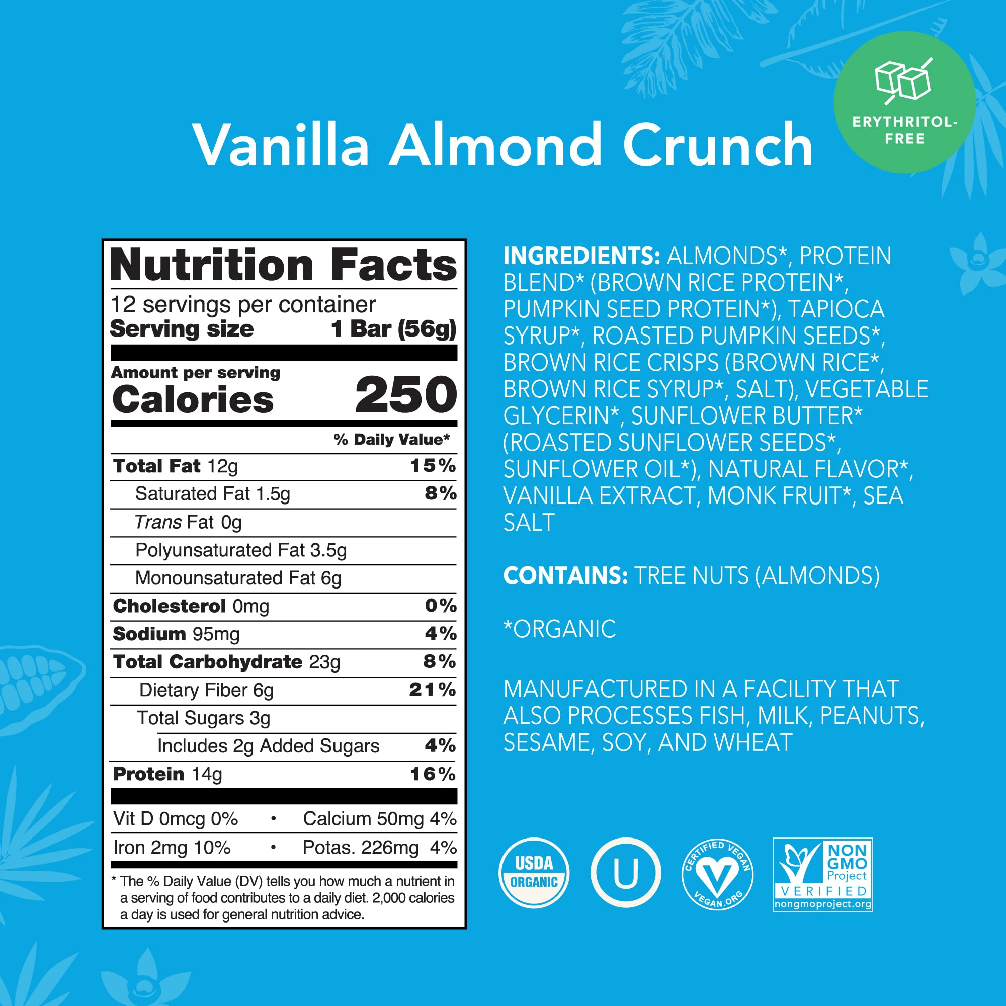 ALOHA single unwrapped Vanilla Almond Crunch bar close-up highlighting texture and satisfying crunch for appetite control