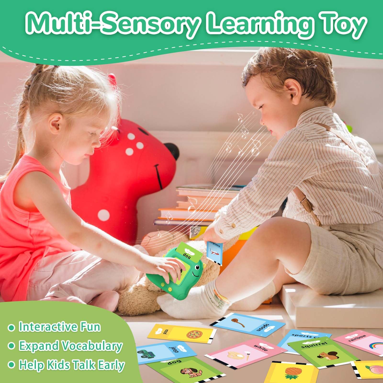 Child using Alotwan reader at table practicing words for focused learning