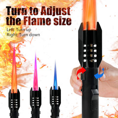 AlpCraft lighter producing steady blue flame lighting a camping stove for fast ignition