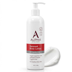 Alpha front packaging showing 12% glycolic AHA and benefits