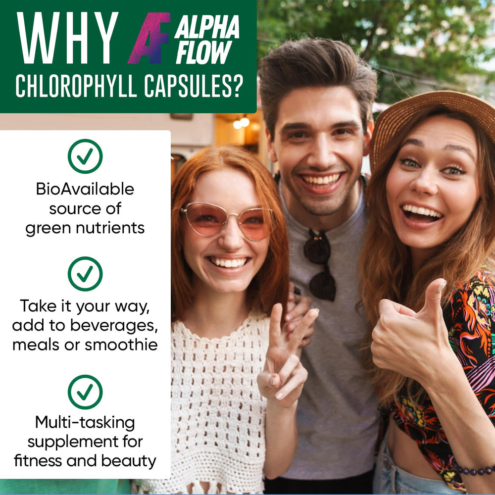 Alpha Flow bottle on kitchen counter suggesting everyday supplement routine