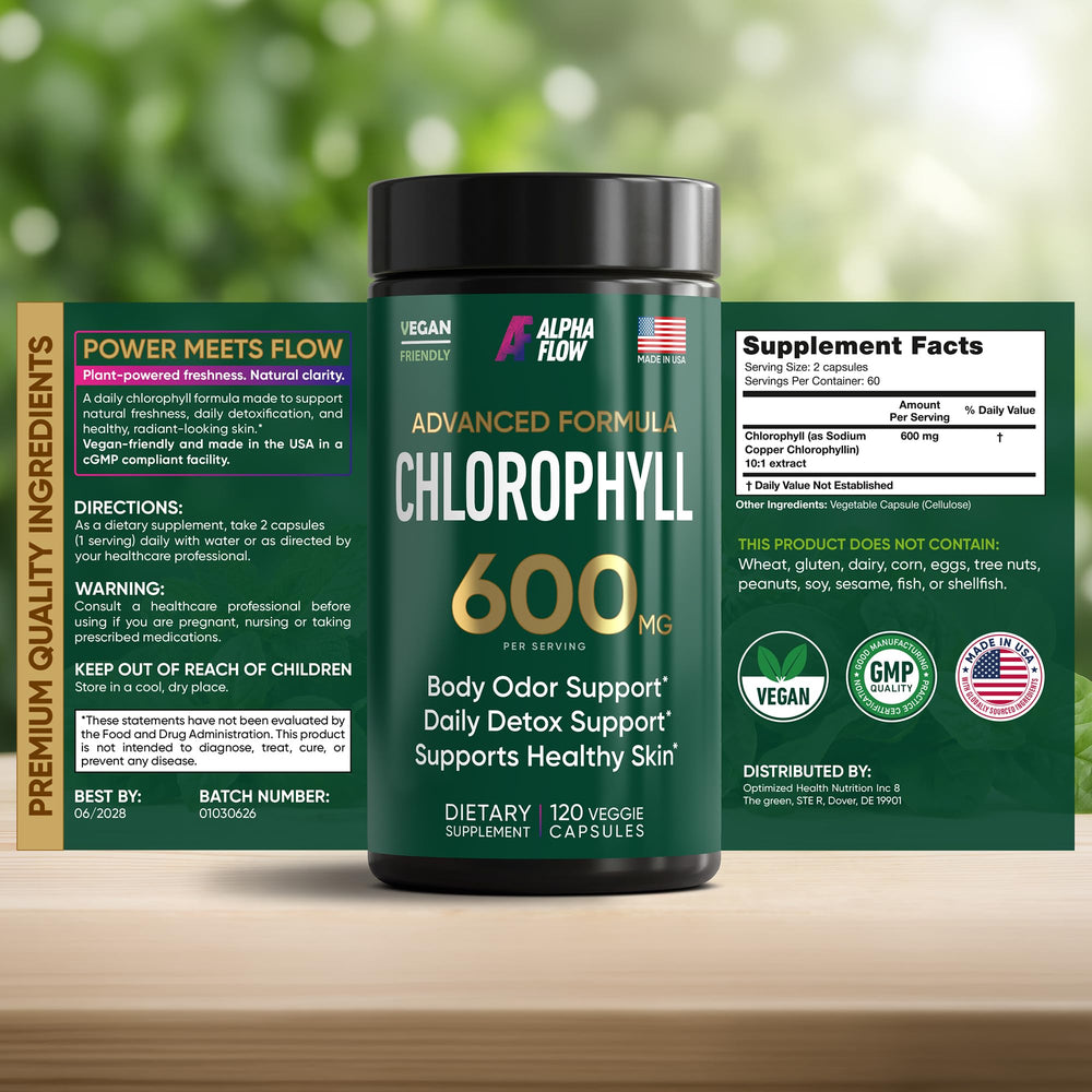 Alpha Flow green powder texture highlighting concentrated plant nutrients