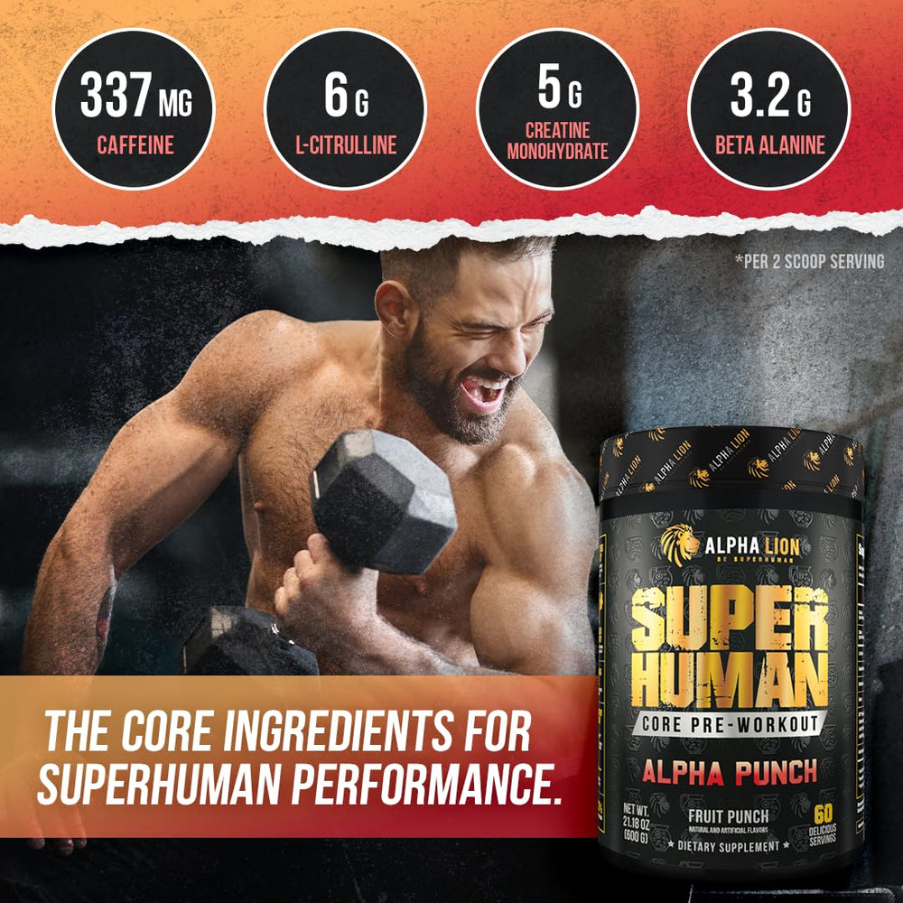 ALPHA LION nutrition label showing ingredient transparency and dosages