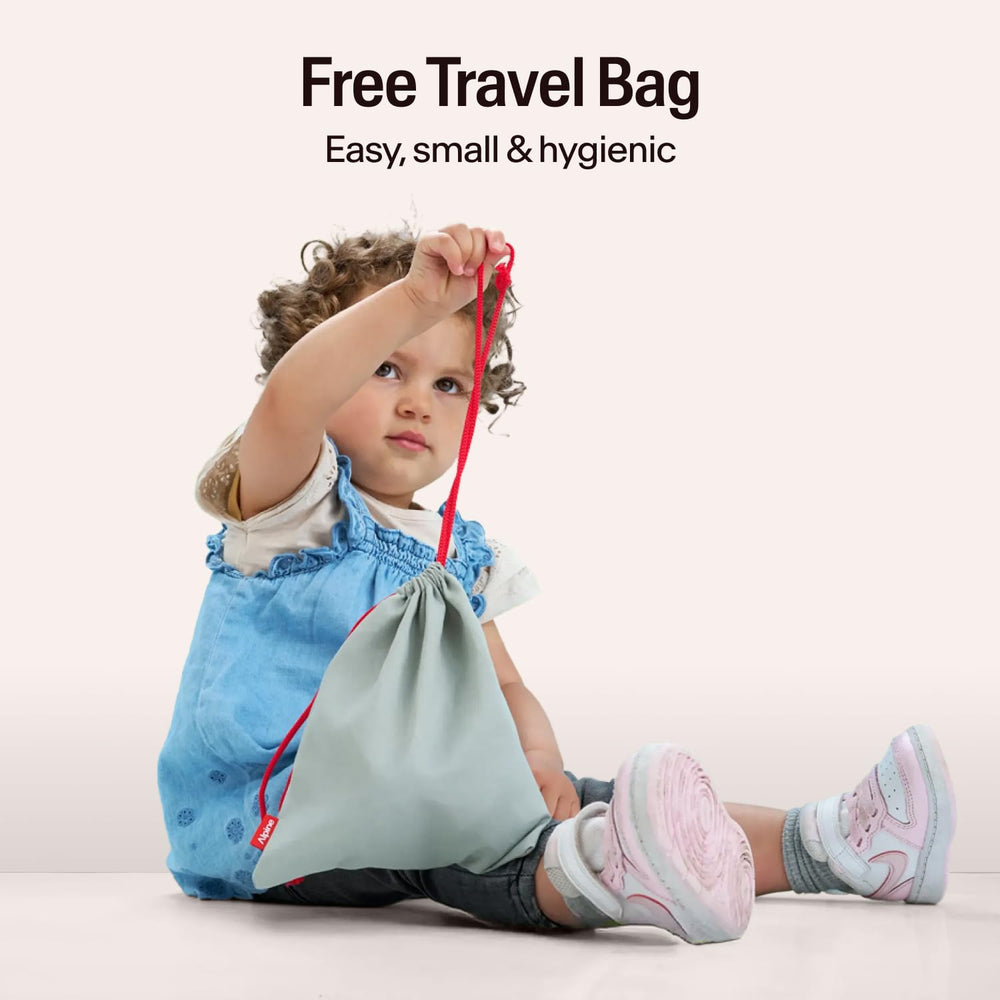 Alpine Muffy Baby with carrying pouch showing easy storage and protection