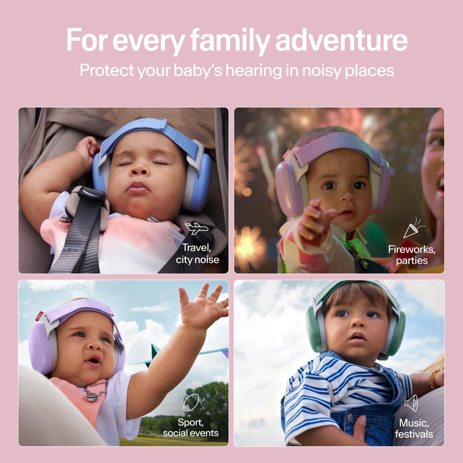 Alpine Muffy Baby set displaying available colors for stylish protection