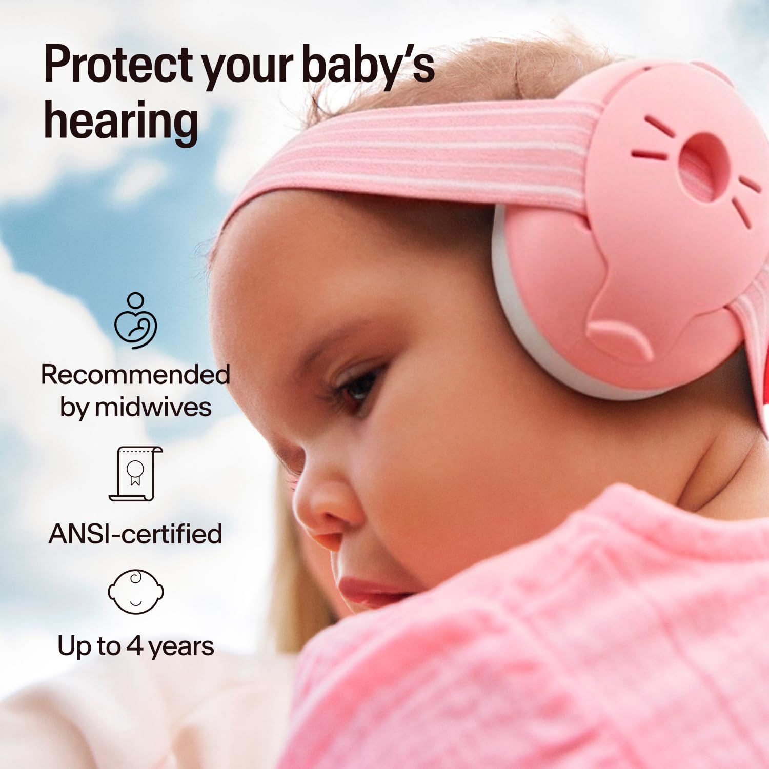 Alpine Muffy Baby ear cup closeup highlighting soft foam padding for comfort
